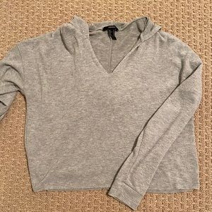 Cropped Hooded Grey Top